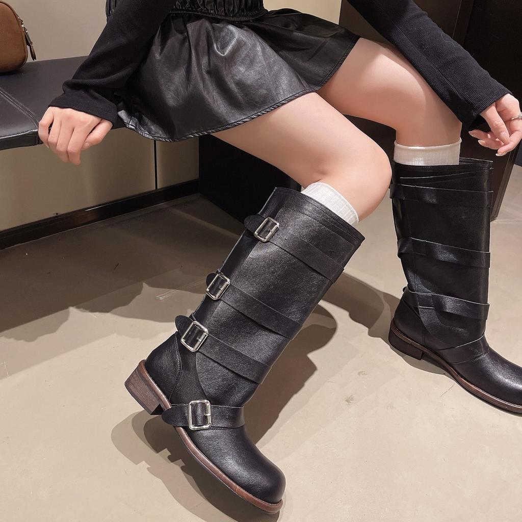 Сапоги женские 2025 новые летние сапоги толстая подошва популярные в этом году Merad западные ковбойские рыцарские сапоги