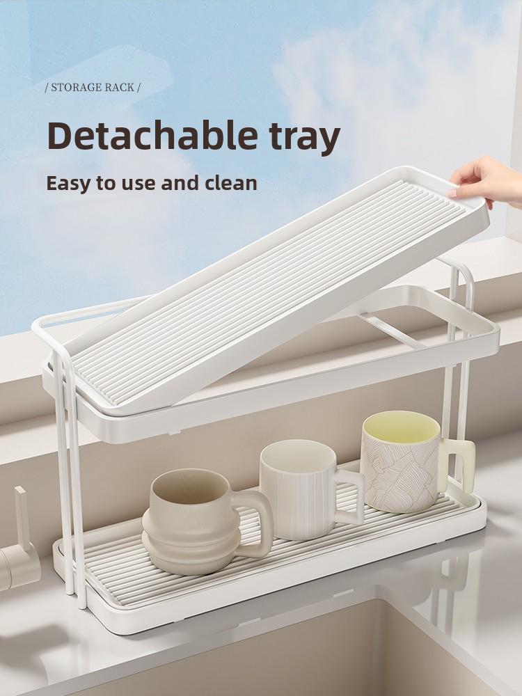 Double Layer Desktop Cup Storage Ra Tabletop Tea Cup Water Cup Draining Stand Coffee Corner Arrangement Small Size Organizer