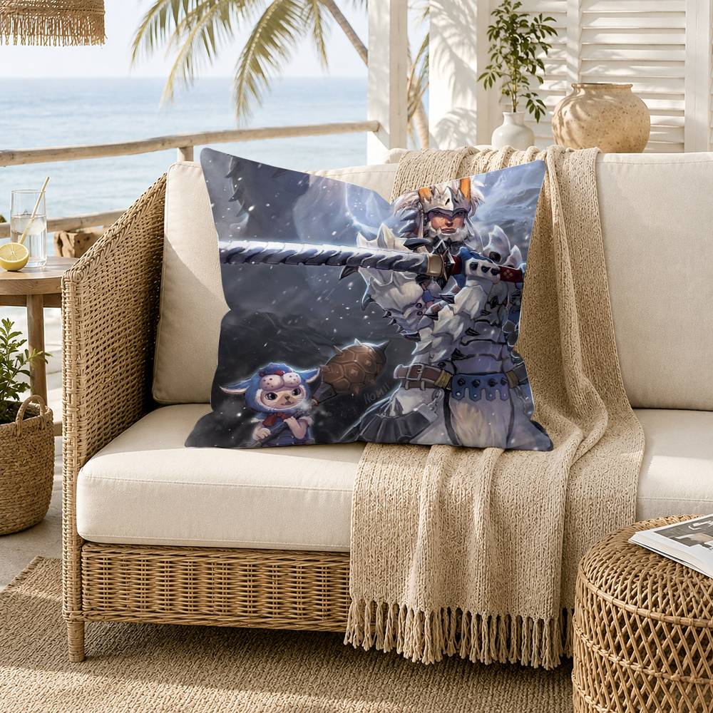 MMonster Hunter Wilds Pillow Case for Sofa Living Room Home office Decor Protective Cover