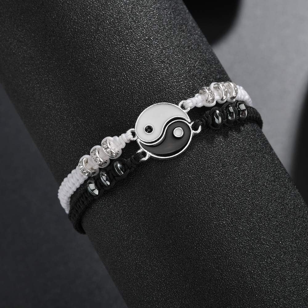 Браслеты для лучших друзей, 2 matching, Yin Yang, на регулируемом шнурке, для Bff, дружба
