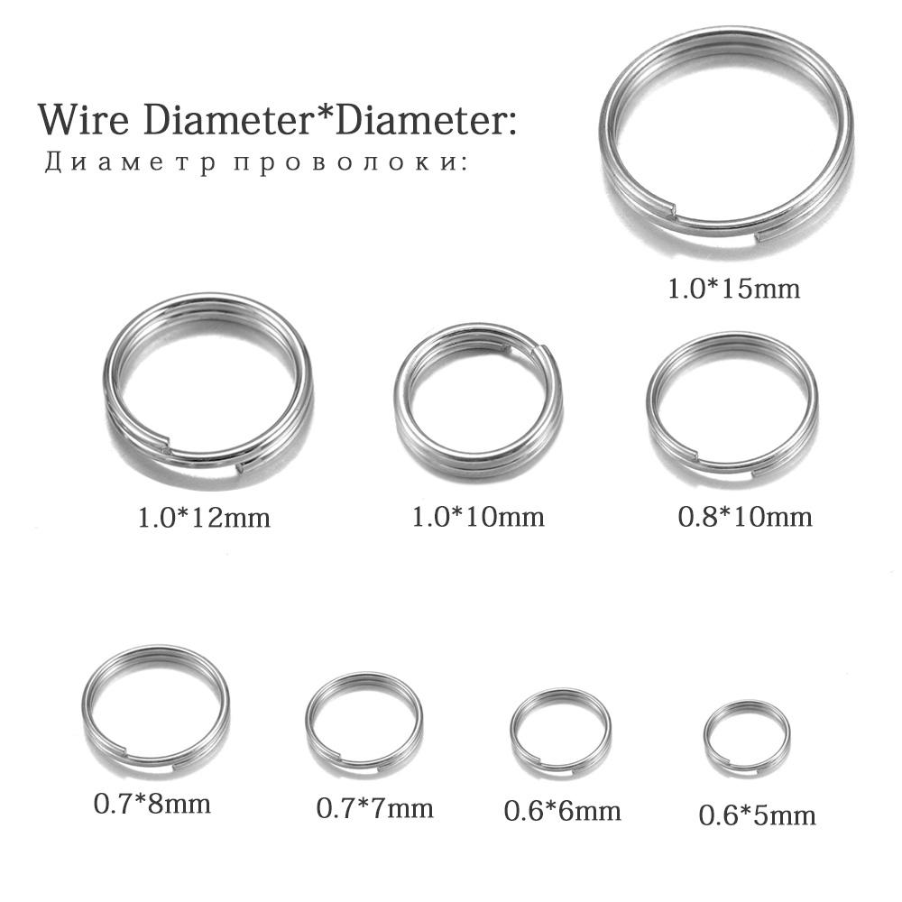50-100pcs/lot 6 8 10 12mm Stainless Steel Open Jump Split Rings Double Loops Connectors For DIY Jewelry Making keyring Supplies