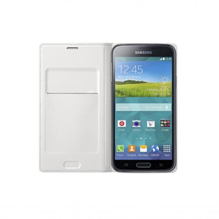 Etui À Rabat - SAMSUNG - EF-WG386BW - Blanc - Compatible Galaxy Core 4G - Fermeture Rabat