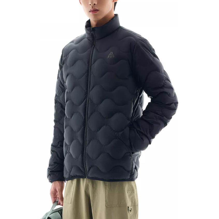 Anta Серия Outdoor однотонная с воротником-стойкой на молнии с длинным рукавом пуховик мужская верхняя одежда базовый-черный 952446901-1