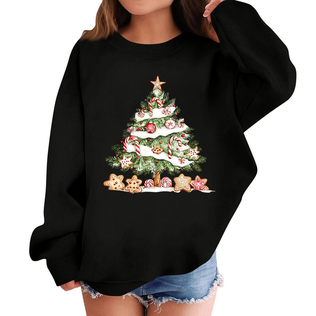 Children's Fashionable Casual Long-sleeved Loose Christmas Print Pullover Sweatshirt