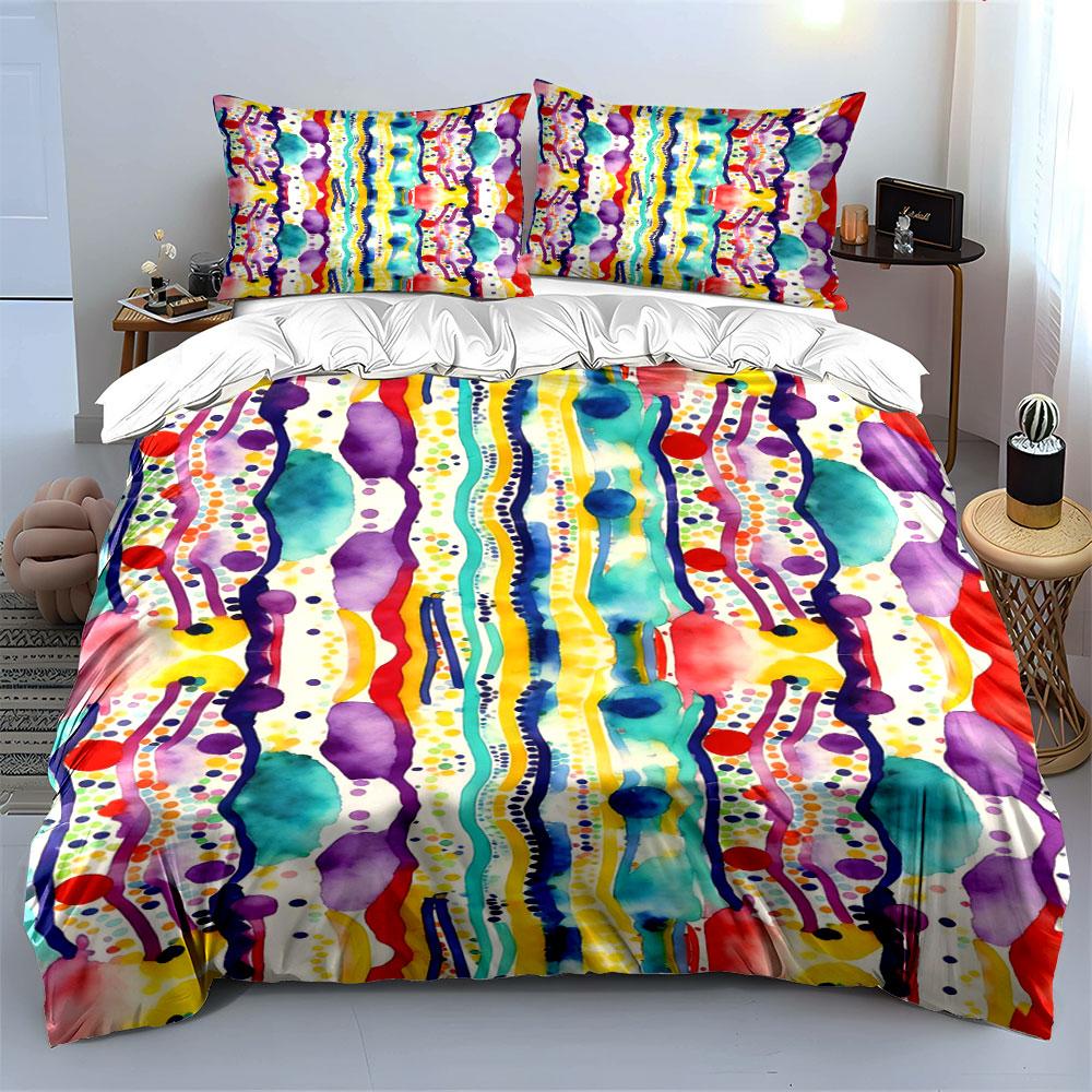 Colorful wavy stripes. Bedding sets Duvet cover sets Duvet covers Pillowcases(1 * Duvet Cover 2 * Pillowcases, without duvet insert)