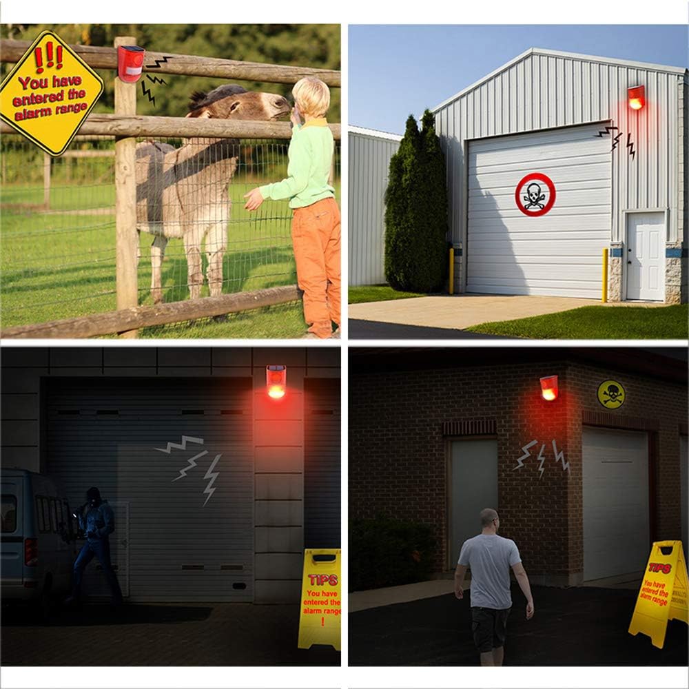 Solar Powered Warning Crime Automatic Motion 110dB LED Security Tea Parking Lot Light, Outdoor, Prevention, Anti-Theft, Lighting, Sensor, Siren,