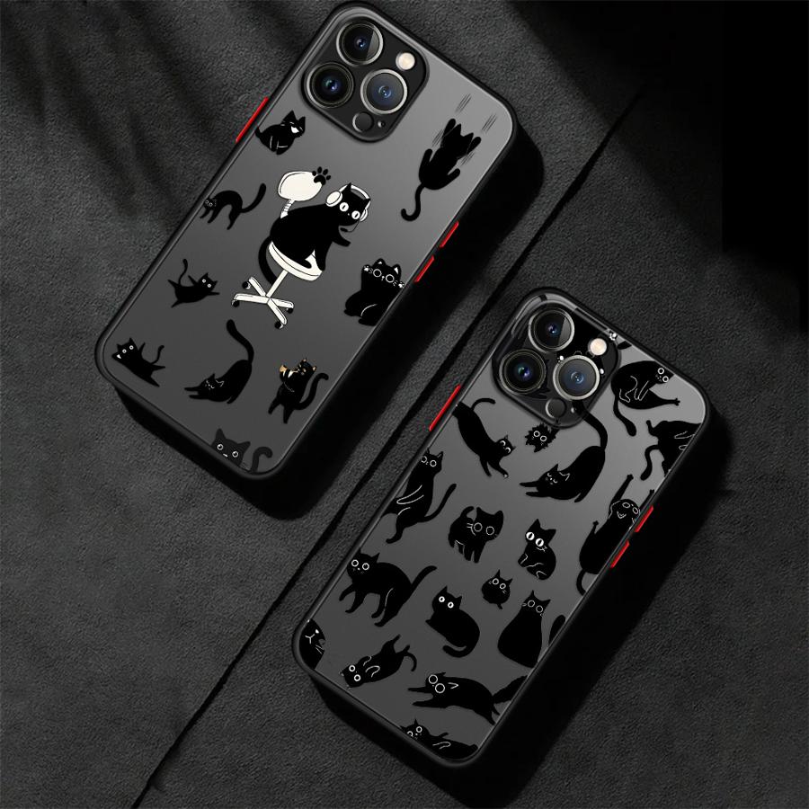 Чехол для iPhone 17 Pro Max 14 15 13 Mini 7 8 SE Air XS XR 16 Plus 12 11 Funda Задняя крышка телефона Милый мультяшный кот