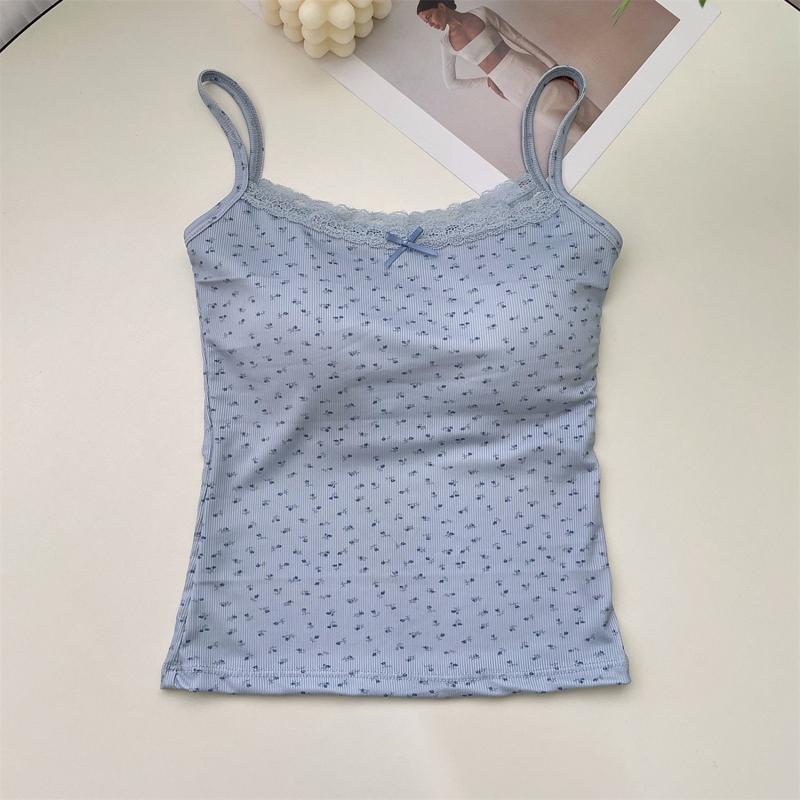 Women Fashion Summer Spaghetti Strap Tank Tops Sexy Boho Bow Front Sleeveless Camisole Shirt