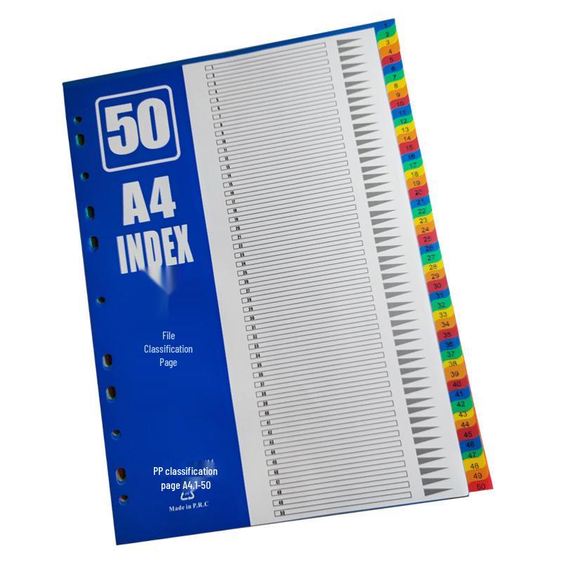 Colored A4 Loose-leaf Index Dividers with 11 Holes - Numbered and Lettered Tabs