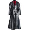 Men's Solid Color Lapel Slim Buttoned Long Plus Size Leather Coat