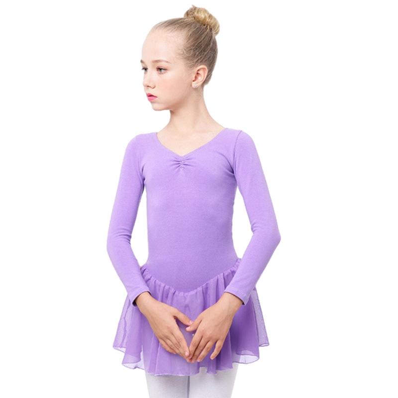 Детский танцевальный костюм для девочек, балетный тренировочный костюм с длинными рукавами и бантом сзади