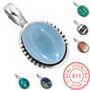 925 Sterling Silver Pendant Women Gemstone Handmade Jewelry Wedding Gift Amazonite Angelite Blue Opal Botswana Agate Mohave Azurite Chrysocolla