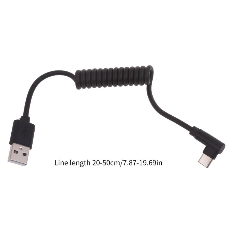 Спиральный кабель USB Type C, Угловой удлинитель USB C на USB2.0, Адаптер USB C 90 градусов, Кабели для синхронизации данных