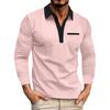 Men'S Collar Splicing Long Sleeved Fashionable Fake Pocket Top T-Shirt