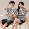 Summer Cartoon Couple Pajama Set: Short-Sleeve, Loose, Breathable Home Wear for Men & Women