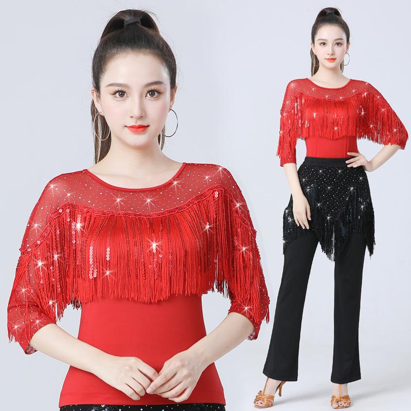 Tassel Modern Dance Top Women Square Dance Clothing Evening Dresses Gitba National Standard Ballroom Samba Latin Dance