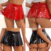 Womens Wet Look Patent Leather Mini Skirt Fashion Zipper A-Line Flared Skirts for Rave Party Club Music Festival