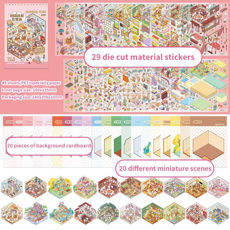 DIY 3D Stickers Landscape Stickers Collection Book Album Cartoon Scene Christmas Toy Game Festival Birthday Gift For Kid Child