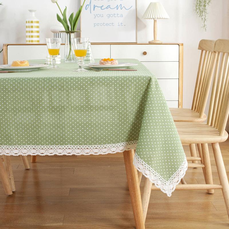 Скатерть в горошек, хлопковая клетчатая скатерть, кружевная кисточка, прямоугольная ткань для обеденного стола, пылезащитный чехол