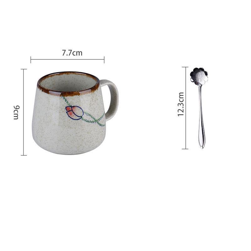 Creative Retro Breakfast Cup Underglaze Hand-painted Ceramic Mug Oatmeal Cup Chunky Milk Cup Coffee Cup Tea Cup