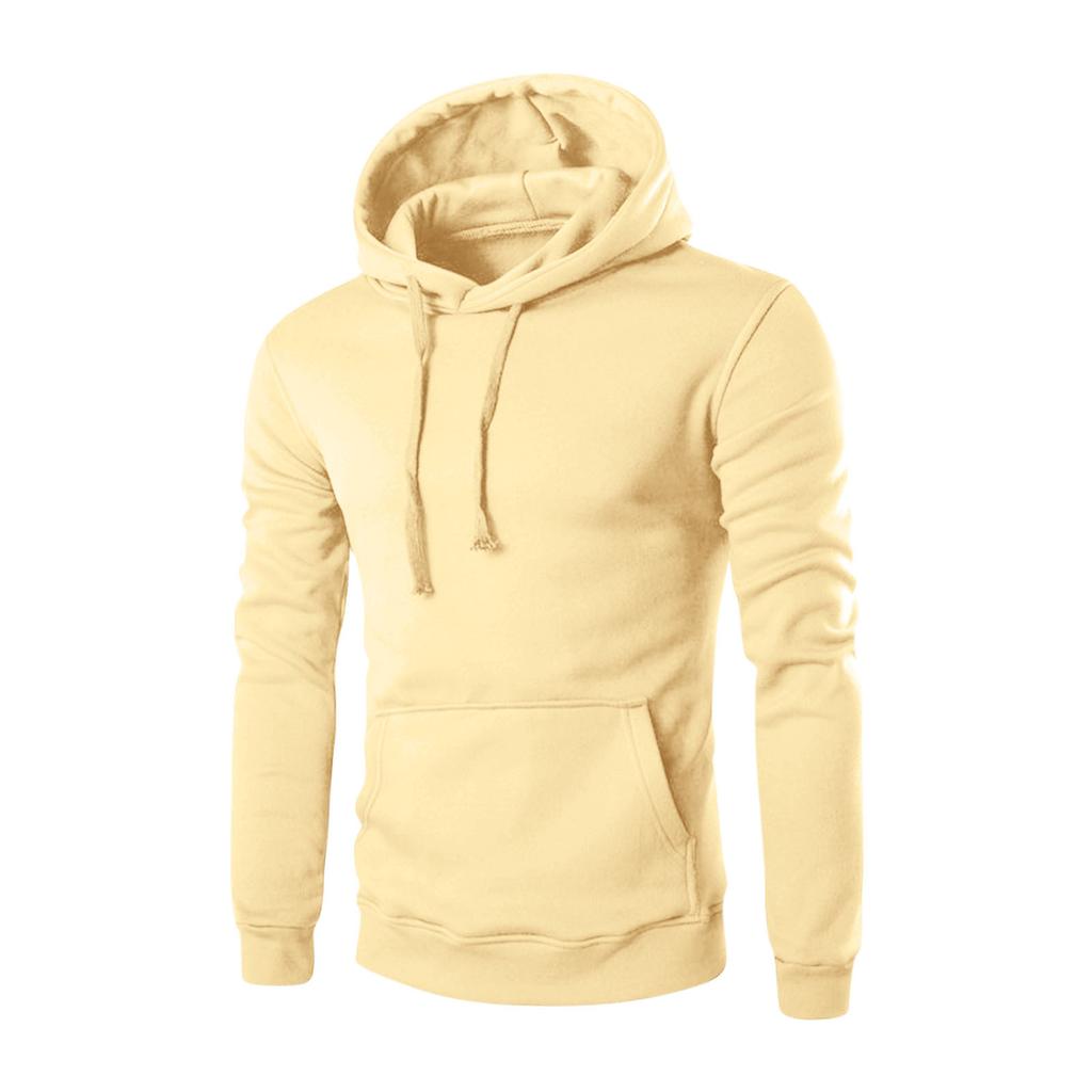 Men's Solid Color Hooded Sweatshirt Men's Casual Sports Long Sleeved Pullover Sweatshirt