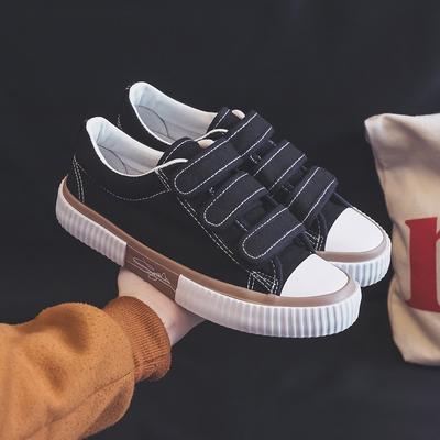 Весенние белые туфли женские туфли новые универсальные черные парусиновые туфли на липучке матерчатые туфли кроссовки резиновая подошва
