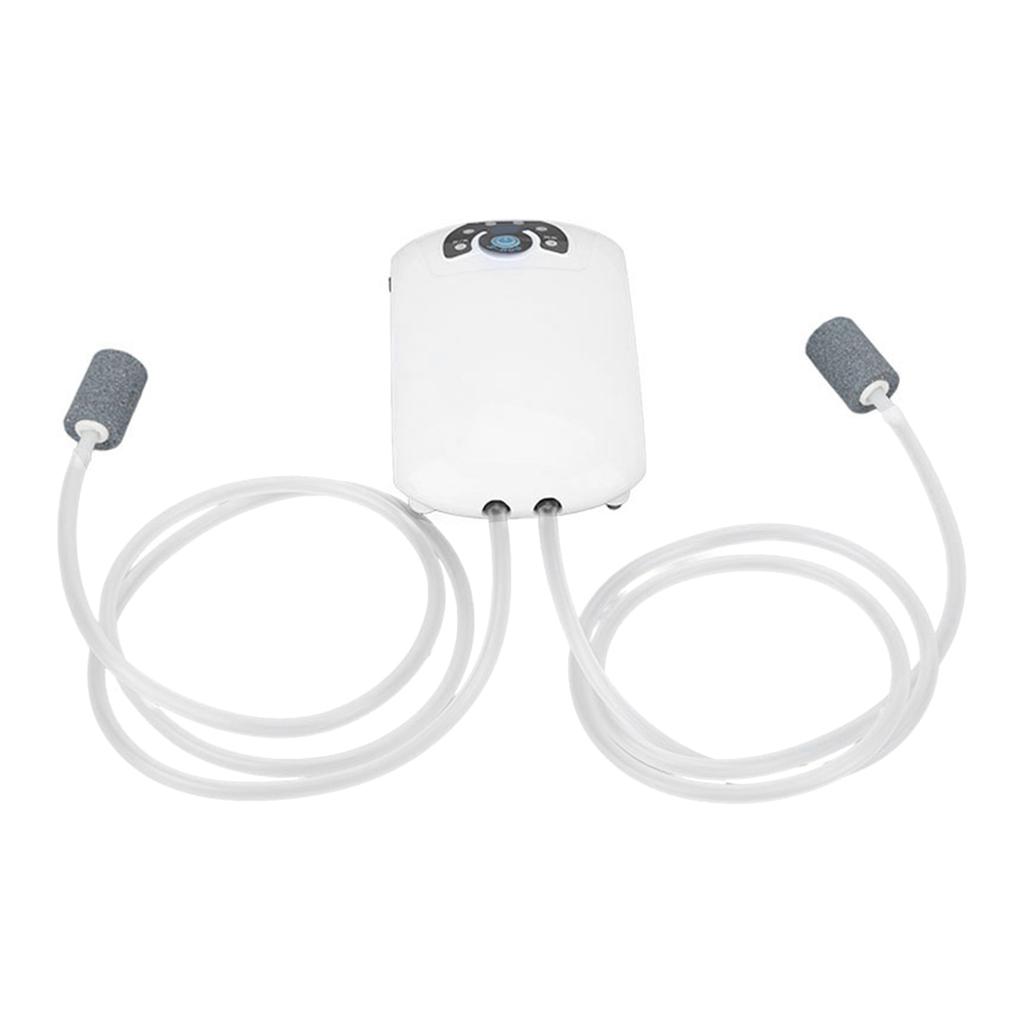 Aquarium Oxygen Pump Silent 2 Outlets Small Portable Fish Tank Air Bubbler Pump for Fishing Home