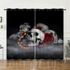 Curtains Skull Gothic Sunshade Bedroom Living Room Digital Printing Curtains Blackout Without Punching