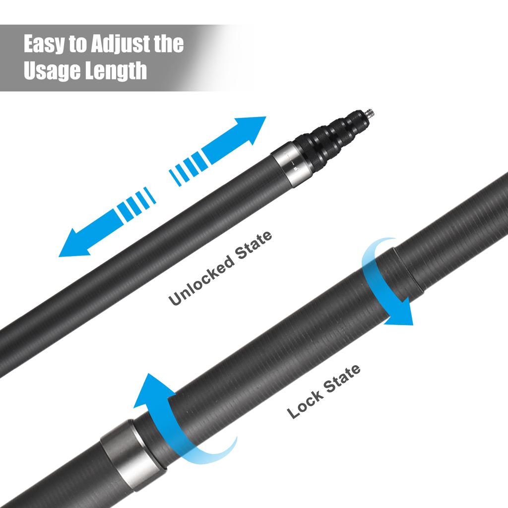 Портативная палка для селфи, подставка из углеродного волокна, кронштейн для камеры, винтовое крепление 1/4 дюйма, 45,5-280 см/