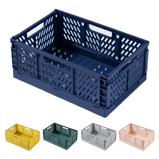 Storage Basket Folding Large Capacity Load Bearing Collapsible Plastic Storage Crate Box for Kitchen