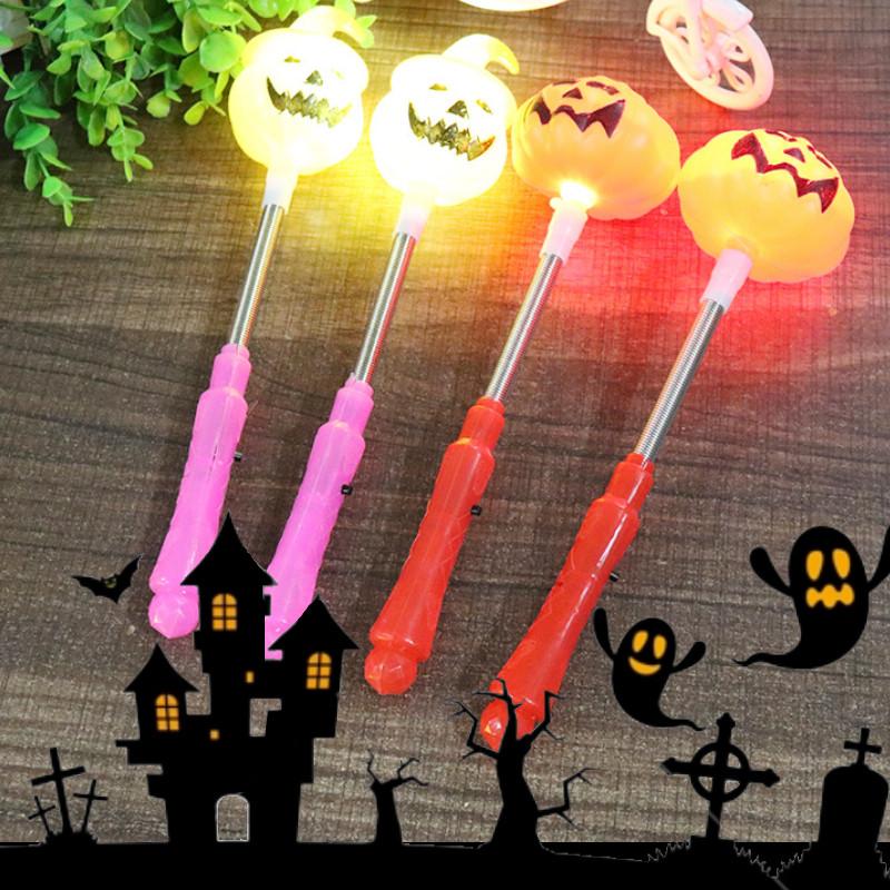 Разноцветные светящиеся палочки на Хэллоуин для детских праздничных сувениров с дизайном улыбающейся тыквы