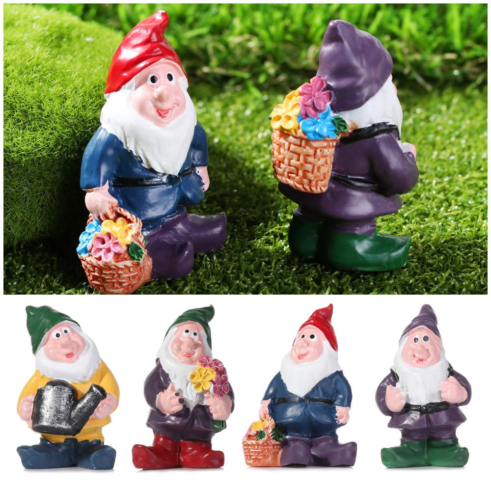 Hand-painted Fairy Garden Gnomes Desktop Decoration Miniature Dwarfs Statue Mini Gnome Figurines