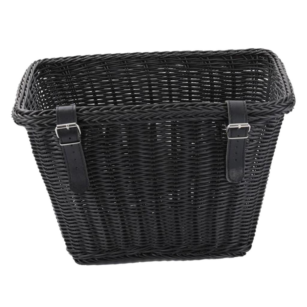 Bike Basket Tricycle Basket with Straps Portable Woven Basket Sundries Container Bicycle Front Handlebar Basket for Riding