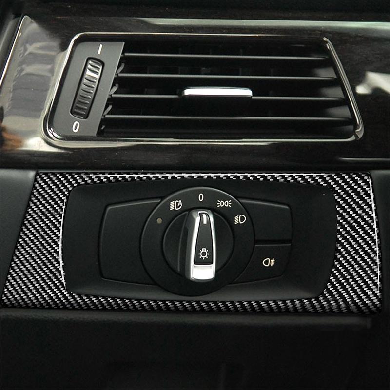 Для BMW E90 E92 E93 3 серии 2005-2012, переключатель фар из настоящего углеродного волокна, декоративная рамка, накладка, внутренняя отделка