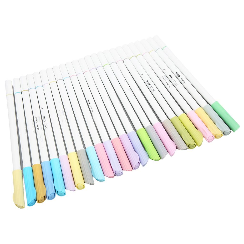24Pcs Brush Markers Dual Tips Natural Vivid Color Ergonomic Penholder Wide Application Brush Pens