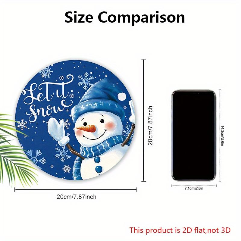 Деревянная рождественская табличка с очаровательным узором снеговика - Круглая табличка Navidad для декора на входную дверь, стену - Идеальный рождественский подарок