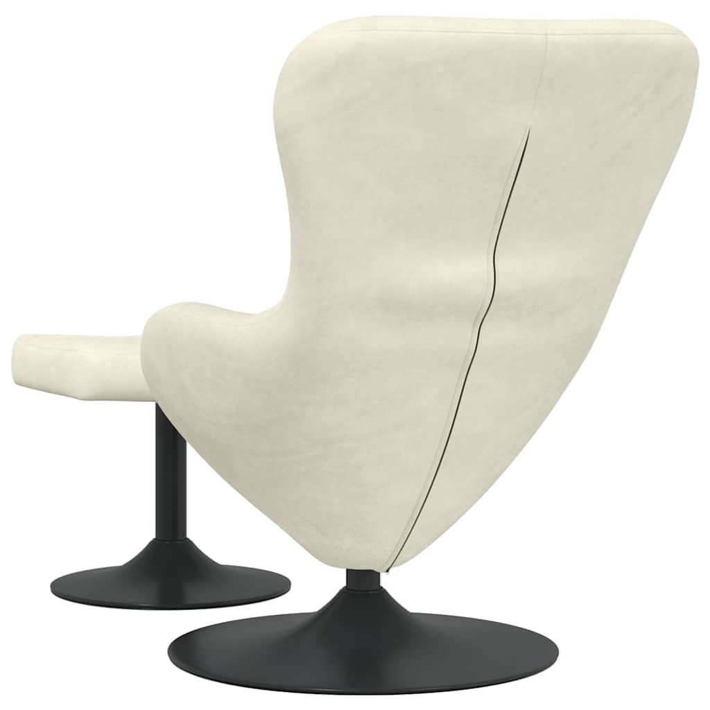 Egg Chair with Footstool Cream Velvet