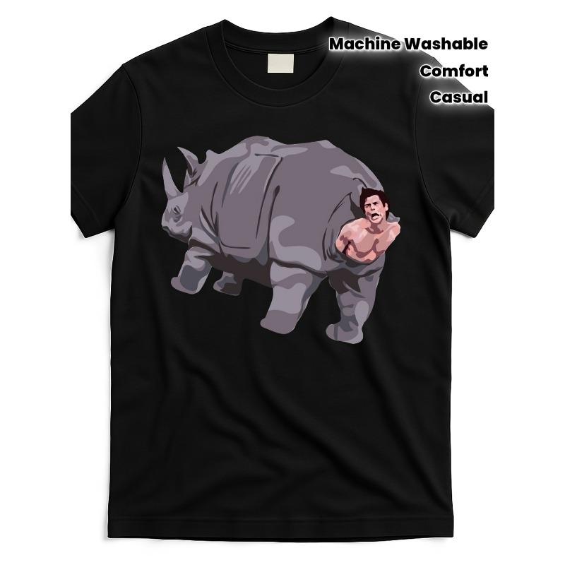 Унисекс футболка с графическим принтом "Ace Rhino Humor", с круглым вырезом, для любого сезона, повседневная, смешной мультяшный принт