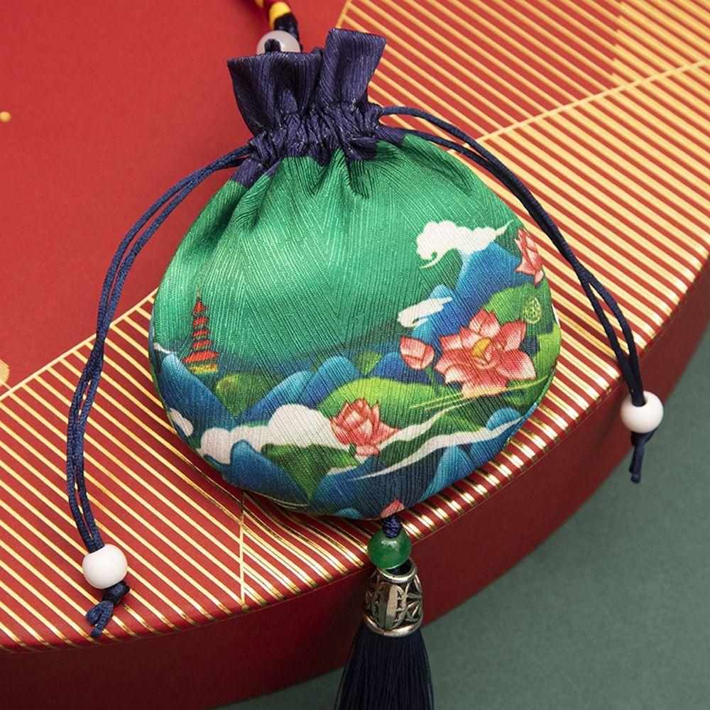 Flower Cloth Necklaces Case Chinese Style Storage Bag Women Jewelry Bag Empty Sachet Purse Pouch
