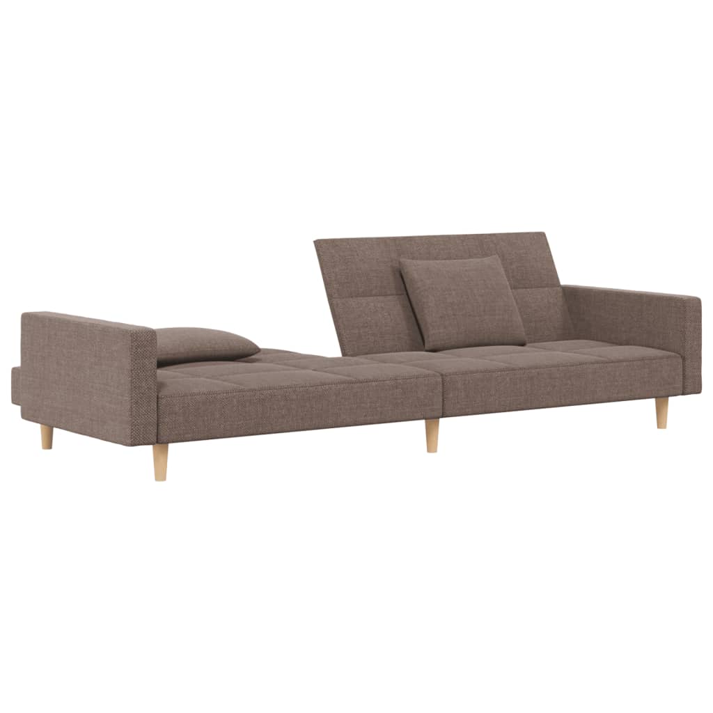 2 Seater Sofa Bed with 2 Cushions Taupe Fabric