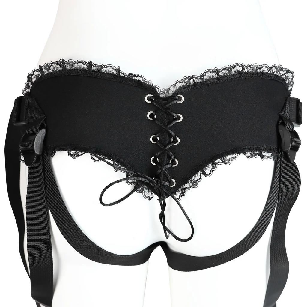 Регулируемый стрепон-бандаж Кружевные трусы Лесбийские пенильные носимые трусы с O-образным кольцом Бандаж Совместимый с дилдо на присоске