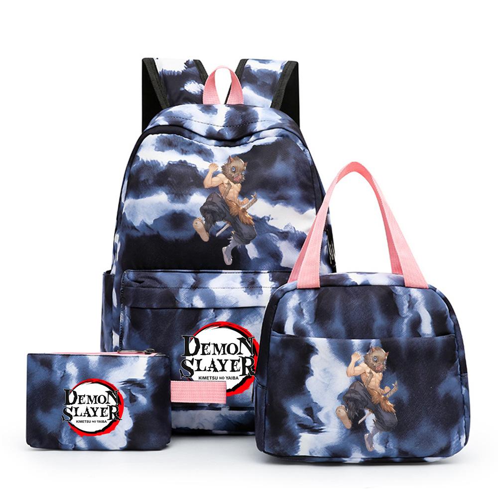 3 шт./комплект Аниме Клинок, рассекающий демонов Рюкзак с принтом, сумка для ланча, пенал для подростка, школьная сумка, сумка для путешествий, подарок для девочки, мальчика