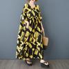 2025 Women Plus Size Summer Loose Dress Casual Fashion Dress Basic Vintage Maxi Short Sleeve New