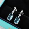 Sterling  Blue Cubic Zirconia Hanging Earrings Women for Wedding Party Aesthetic Female Ear Accessories New Jewelry
