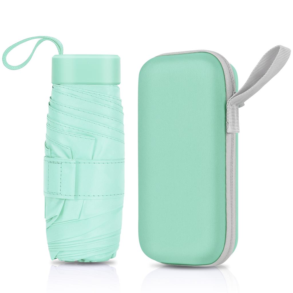 Mini Capsule Umbrella 6 Folding Windproof UV Protection Travel Folding Umbrella Small and Portable Solid Color Pocket Sunshade