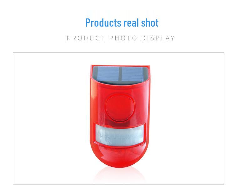 Solar-Powered Wireless Motion Sensor Alarm with Sound and Light for Anti-Theft and Animal Repellent