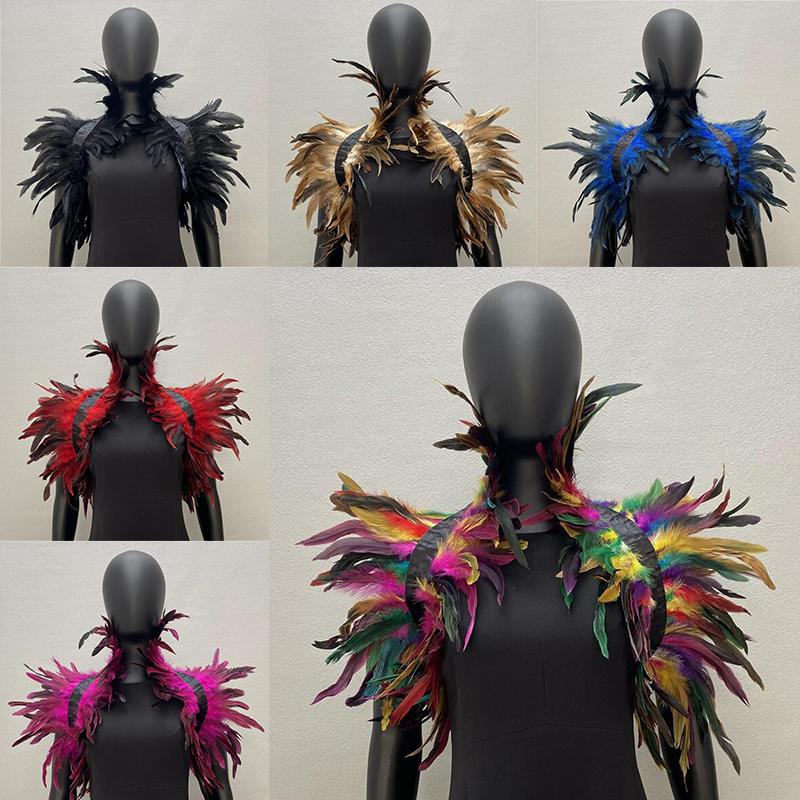 Halloween Cosplay Shawl Natural Feather Shrugs Shawl Luxury Feather Cape