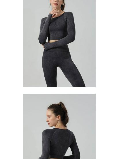 Women's High-Waist Yoga Set: Hip-Lifting Pants & Long-Sleeve Top