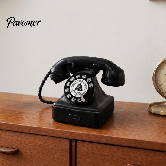 Retro Shop Display Item Old Telephone Ornaments, Mini Desk Phone, Vintage Classic Study Room Decor Landline Resin Decorative Nostalgic Home Office