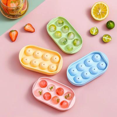 8 ремешков, лотки для кубиков льда для морозильной камеры, мини-форма для изготовления ледяных шаров, круглая круглая форма для кубиков льда с крышкой, домашние кухонные инструменты